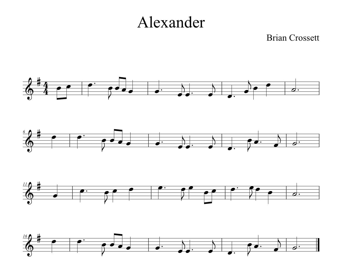 Score for Alexander (written by Brian Crossett!) — page 1 of 1