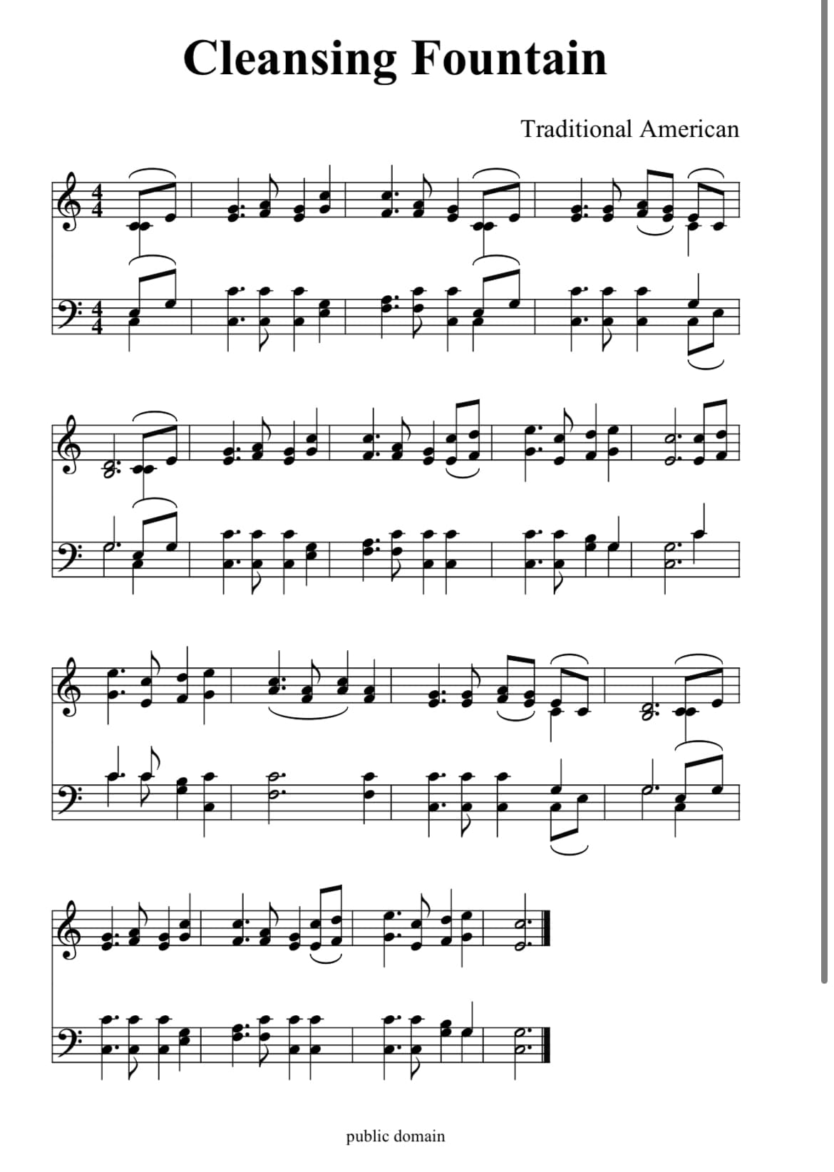 Score for Cleansing Fountain — page 1 of 1